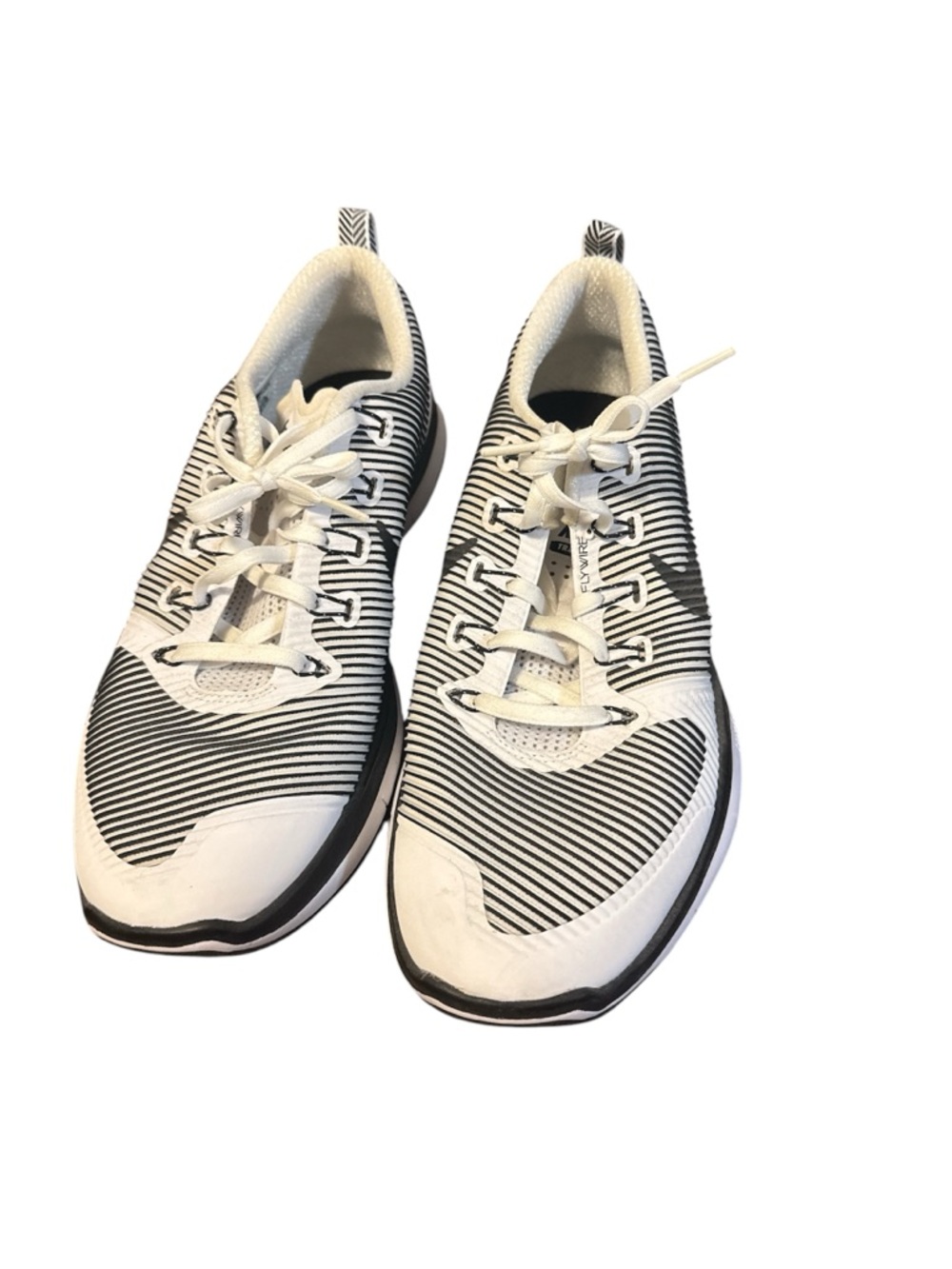 Men’s White and Black Knit Running Sneakers